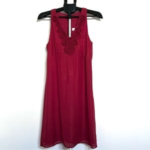 Ann Taylor Loft Red Sleeveless Dress With Rosette Neckline Size 8 NWT
